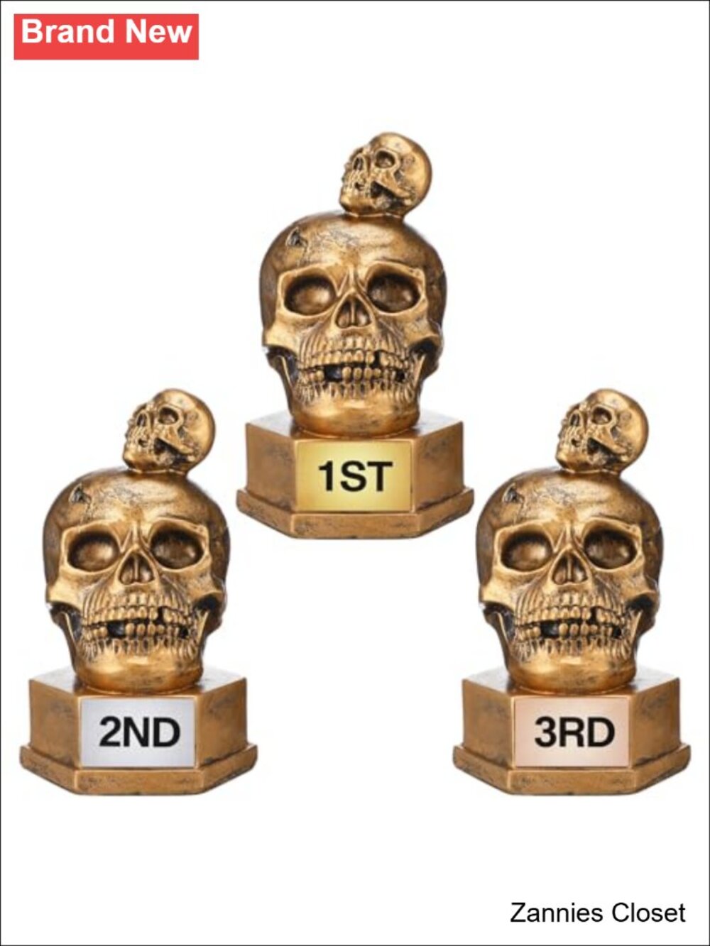 👻 3 Pcs Halloween Skull Trophies 1st 2nd 3rd Contest Award Resin